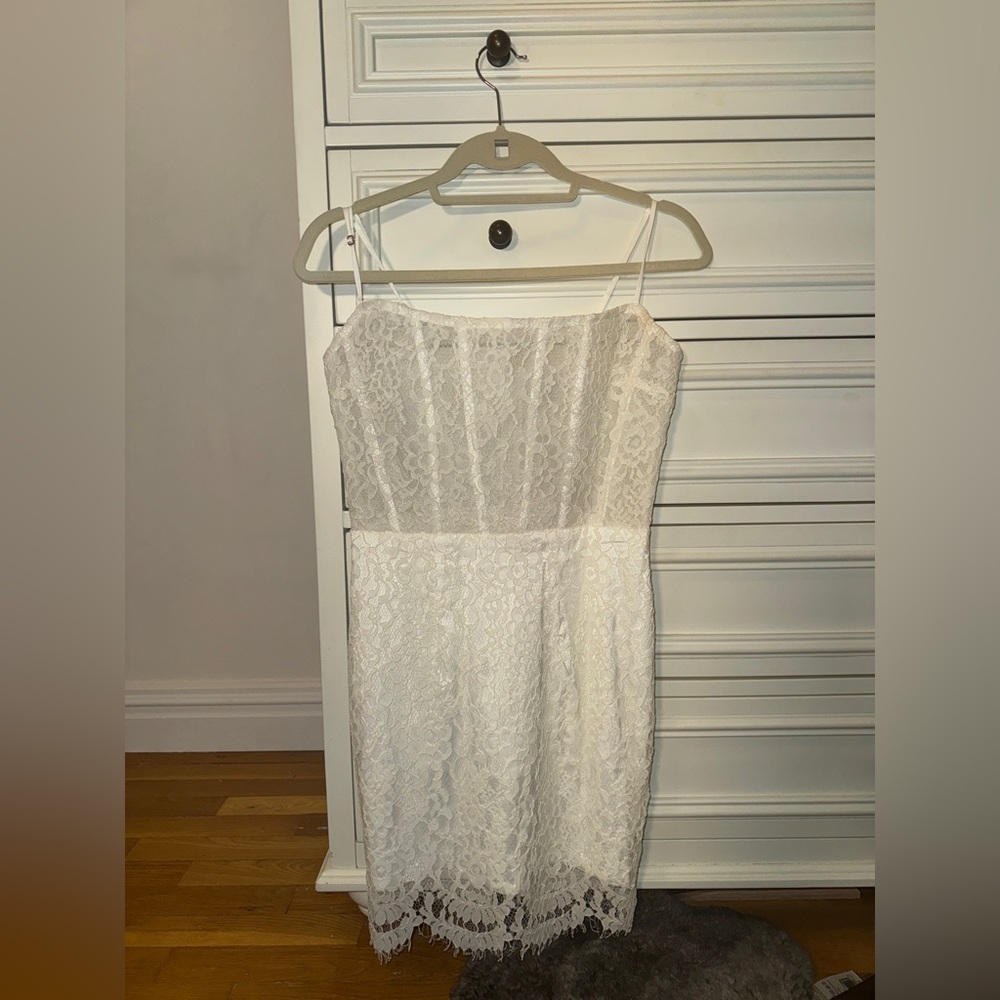 Oh Polly Mini Dress- Sheer Corset Lace Mini Dress